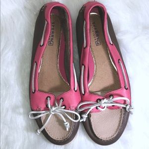 Sperry Top Sider pink and taupe shoes. Size 8.